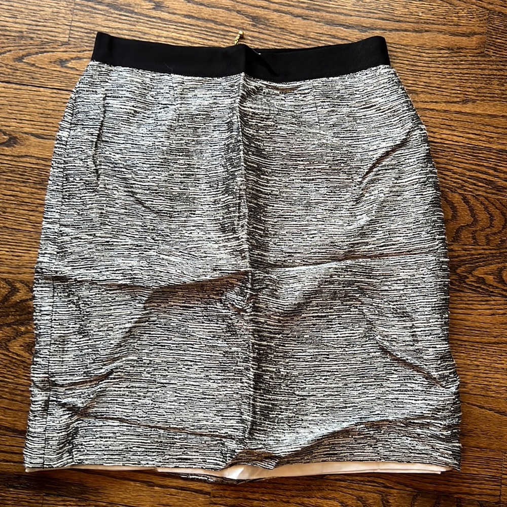 Stunning Kate Spade Dressy Black, Off-White and Silver textured Skirt